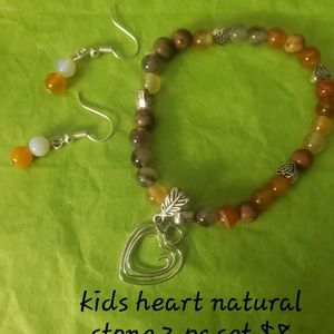Kids heart natural stones 2pc set